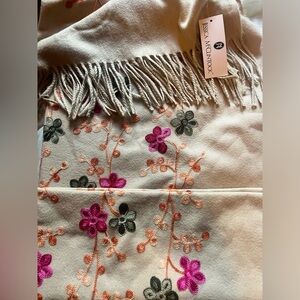 Jessica McClintock Floral Embroidered Scarf